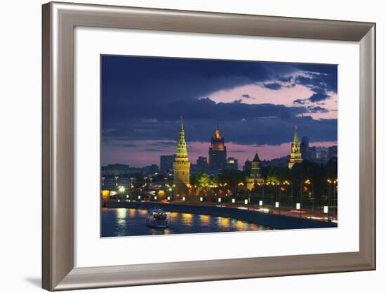 City Skyline and Kremlin at Dusk.-Jon Hicks-Framed Photographic Print