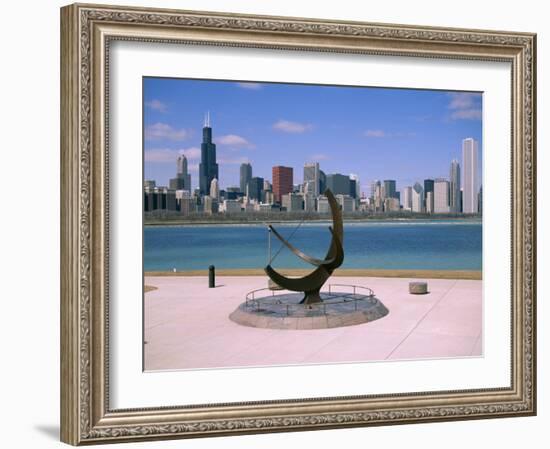 City Skyline and Lake Michigan from the Adler Planetarium, Chicago, Illinois, North America-Jenny Pate-Framed Photographic Print