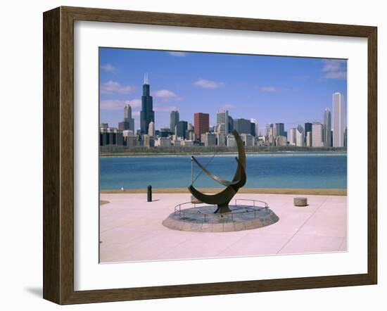 City Skyline and Lake Michigan from the Adler Planetarium, Chicago, Illinois, North America-Jenny Pate-Framed Photographic Print