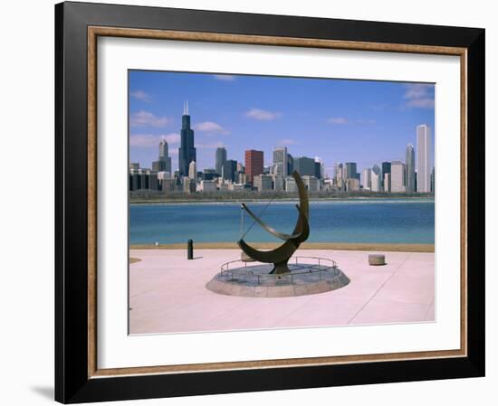 City Skyline and Lake Michigan from the Adler Planetarium, Chicago, Illinois, North America-Jenny Pate-Framed Photographic Print