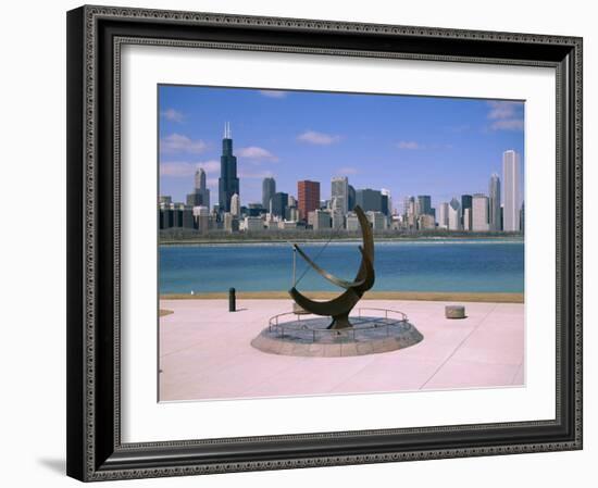 City Skyline and Lake Michigan from the Adler Planetarium, Chicago, Illinois, North America-Jenny Pate-Framed Photographic Print