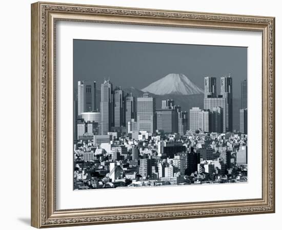 City Skyline and Mount Fuji, Tokyo, Honshu, Japan-Steve Vidler-Framed Photographic Print