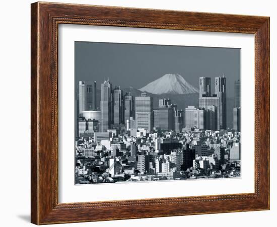 City Skyline and Mount Fuji, Tokyo, Honshu, Japan-Steve Vidler-Framed Photographic Print