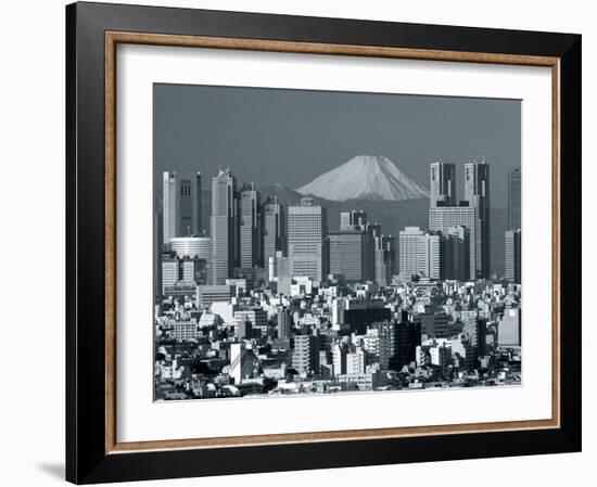 City Skyline and Mount Fuji, Tokyo, Honshu, Japan-Steve Vidler-Framed Photographic Print