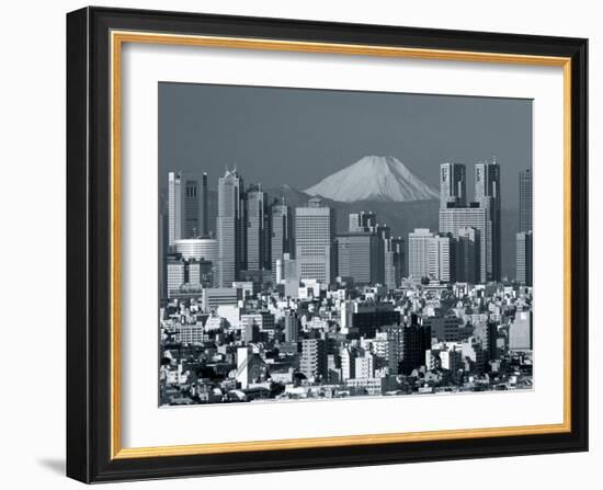 City Skyline and Mount Fuji, Tokyo, Honshu, Japan-Steve Vidler-Framed Photographic Print