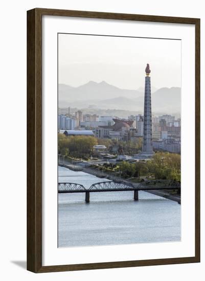 City Skyline and the Juche Tower, Pyongyang, Democratic People's Republic of Korea (DPRK), N. Korea-Gavin Hellier-Framed Photographic Print