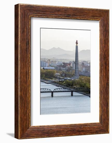 City Skyline and the Juche Tower, Pyongyang, Democratic People's Republic of Korea (DPRK), N. Korea-Gavin Hellier-Framed Photographic Print