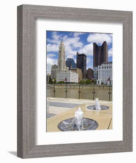 City Skyline and the Scioto River, Columbus, Ohio, United States of America, North America-Richard Cummins-Framed Photographic Print