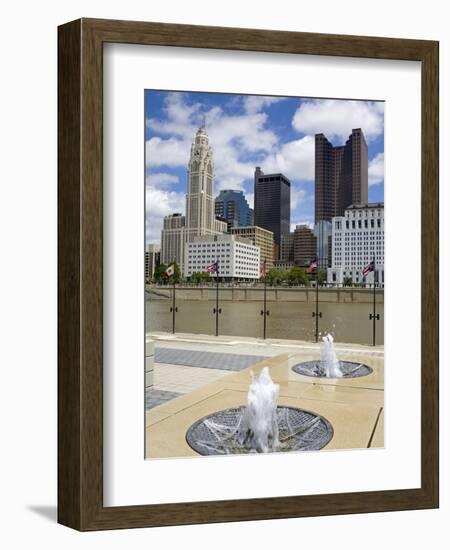 City Skyline and the Scioto River, Columbus, Ohio, United States of America, North America-Richard Cummins-Framed Photographic Print