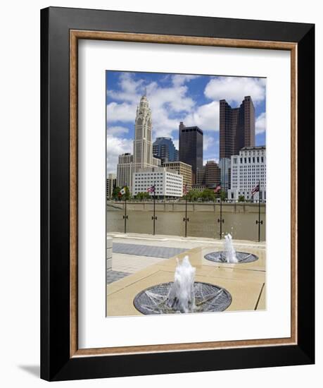 City Skyline and the Scioto River, Columbus, Ohio, United States of America, North America-Richard Cummins-Framed Photographic Print