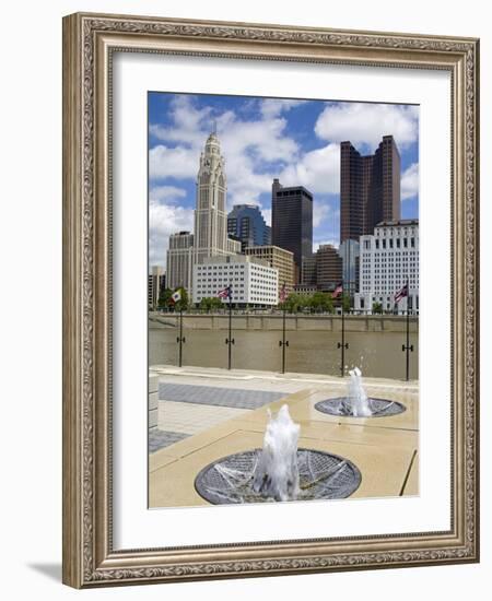 City Skyline and the Scioto River, Columbus, Ohio, United States of America, North America-Richard Cummins-Framed Photographic Print