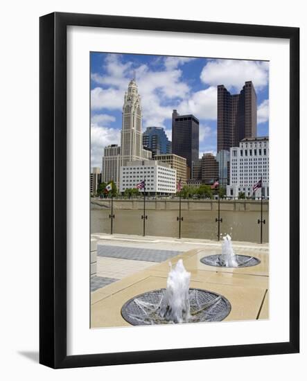 City Skyline and the Scioto River, Columbus, Ohio, United States of America, North America-Richard Cummins-Framed Photographic Print