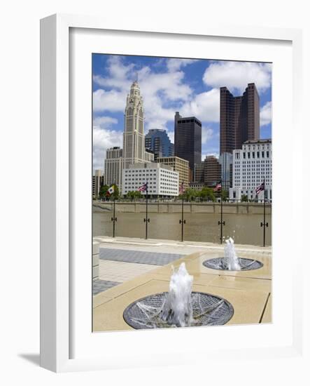 City Skyline and the Scioto River, Columbus, Ohio, United States of America, North America-Richard Cummins-Framed Photographic Print