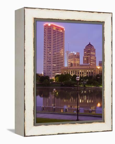 City Skyline and the Scioto River, Columbus, Ohio, United States of America, North America-Richard Cummins-Framed Premier Image Canvas