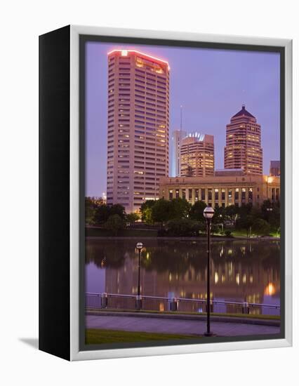 City Skyline and the Scioto River, Columbus, Ohio, United States of America, North America-Richard Cummins-Framed Premier Image Canvas