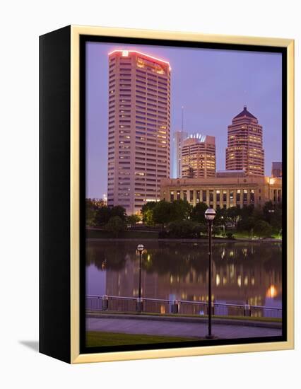 City Skyline and the Scioto River, Columbus, Ohio, United States of America, North America-Richard Cummins-Framed Premier Image Canvas