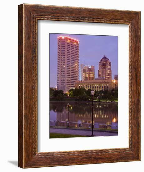 City Skyline and the Scioto River, Columbus, Ohio, United States of America, North America-Richard Cummins-Framed Photographic Print