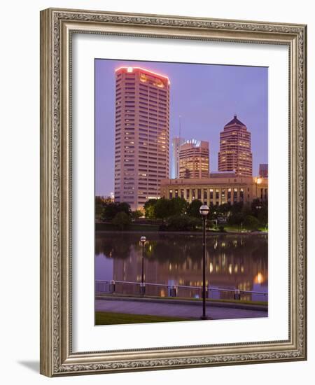 City Skyline and the Scioto River, Columbus, Ohio, United States of America, North America-Richard Cummins-Framed Photographic Print