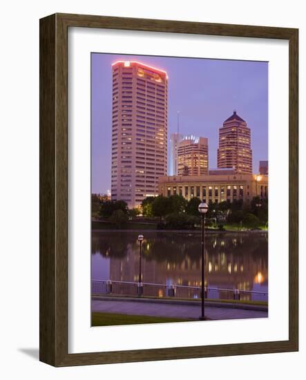 City Skyline and the Scioto River, Columbus, Ohio, United States of America, North America-Richard Cummins-Framed Photographic Print