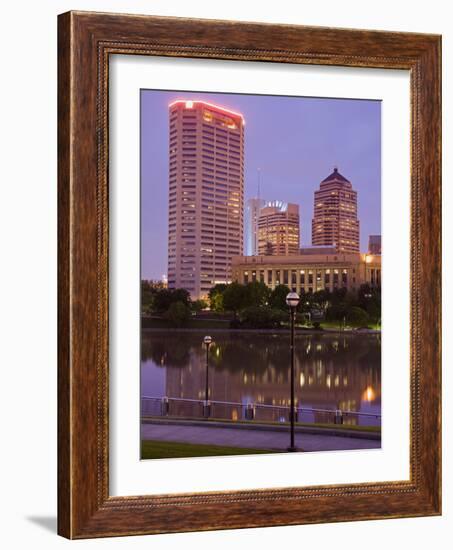 City Skyline and the Scioto River, Columbus, Ohio, United States of America, North America-Richard Cummins-Framed Photographic Print