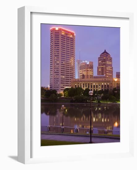 City Skyline and the Scioto River, Columbus, Ohio, United States of America, North America-Richard Cummins-Framed Photographic Print