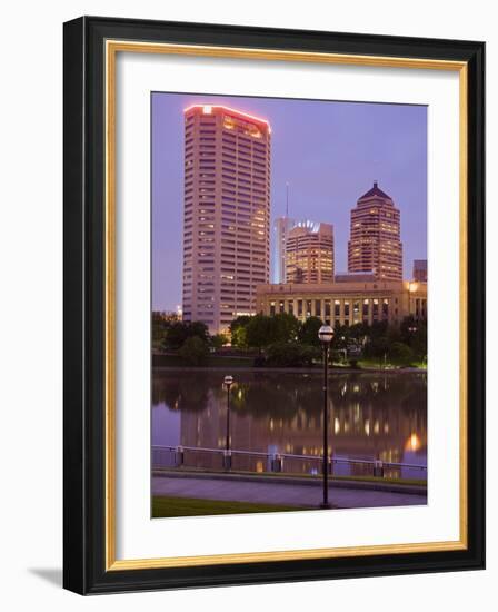 City Skyline and the Scioto River, Columbus, Ohio, United States of America, North America-Richard Cummins-Framed Photographic Print