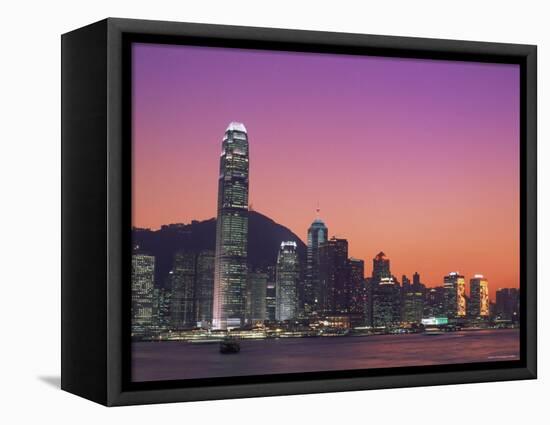 City Skyline and Victoria Harbour at Night, Hong Kong, China-Steve Vidler-Framed Premier Image Canvas