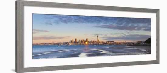 City Skyline and Waitemata Harbour Illuminated at Sunset, Auckland, North Island, New Zealand-Doug Pearson-Framed Photographic Print