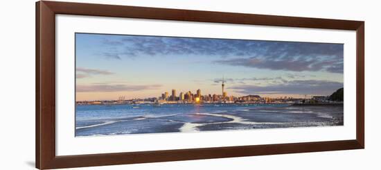 City Skyline and Waitemata Harbour Illuminated at Sunset, Auckland, North Island, New Zealand-Doug Pearson-Framed Photographic Print