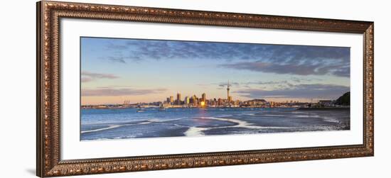 City Skyline and Waitemata Harbour Illuminated at Sunset, Auckland, North Island, New Zealand-Doug Pearson-Framed Photographic Print