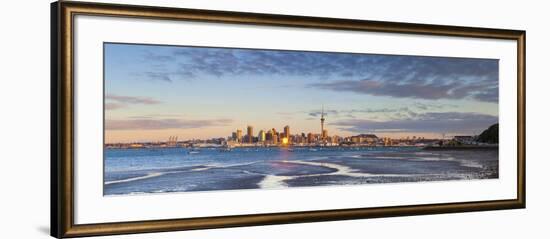 City Skyline and Waitemata Harbour Illuminated at Sunset, Auckland, North Island, New Zealand-Doug Pearson-Framed Photographic Print