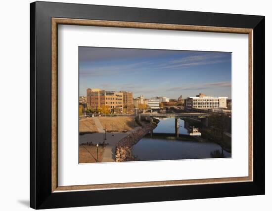 City Skyline at Dawn, Sioux Falls, South Dakota, USA-Walter Bibikow-Framed Photographic Print