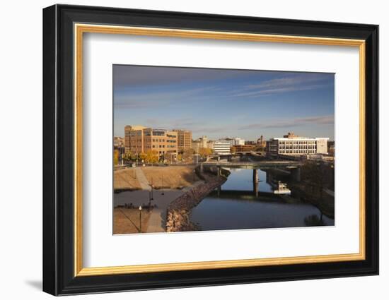 City Skyline at Dawn, Sioux Falls, South Dakota, USA-Walter Bibikow-Framed Photographic Print