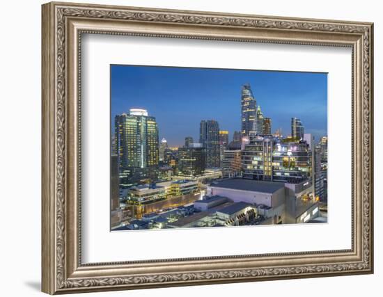 City skyline at dusk from hotel rooftop bar, Bangkok, Thailand, Southeast Asia, Asia-Frank Fell-Framed Photographic Print