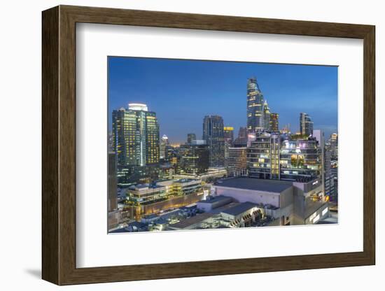 City skyline at dusk from hotel rooftop bar, Bangkok, Thailand, Southeast Asia, Asia-Frank Fell-Framed Photographic Print