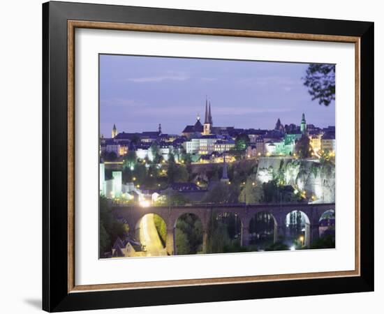 City Skyline at Dusk, Luxembourg City, Luxembourg, Europe-Gavin Hellier-Framed Photographic Print