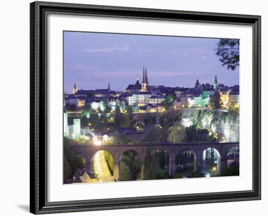 City Skyline at Dusk, Luxembourg City, Luxembourg, Europe-Gavin Hellier-Framed Photographic Print