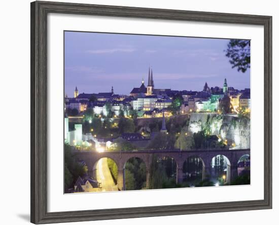 City Skyline at Dusk, Luxembourg City, Luxembourg, Europe-Gavin Hellier-Framed Photographic Print