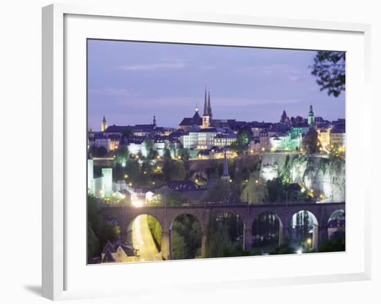 City Skyline at Dusk, Luxembourg City, Luxembourg, Europe-Gavin Hellier-Framed Photographic Print