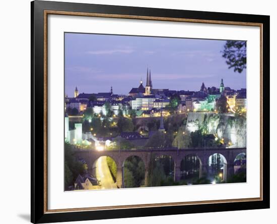City Skyline at Dusk, Luxembourg City, Luxembourg, Europe-Gavin Hellier-Framed Photographic Print