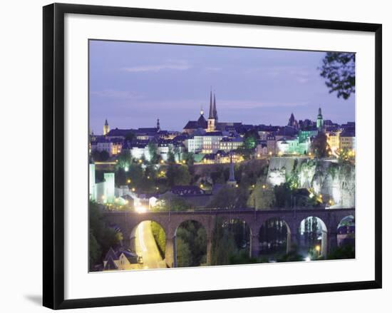 City Skyline at Dusk, Luxembourg City, Luxembourg, Europe-Gavin Hellier-Framed Photographic Print