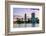 City Skyline at dusk, River Danube, Alte Donau, Vienna, Austria-John Guidi-Framed Photographic Print