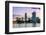 City Skyline at dusk, River Danube, Alte Donau, Vienna, Austria-John Guidi-Framed Photographic Print