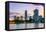 City Skyline at dusk, River Danube, Alte Donau, Vienna, Austria-John Guidi-Framed Premier Image Canvas