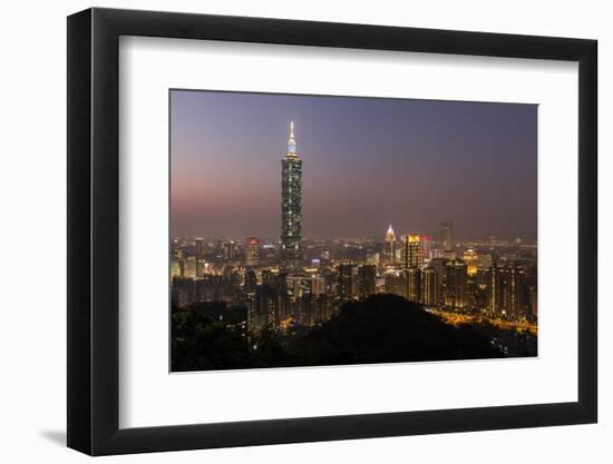 City Skyline at Dusk, Taipei, Taiwan-Paul Souders-Framed Photographic Print