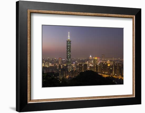 City Skyline at Dusk, Taipei, Taiwan-Paul Souders-Framed Photographic Print