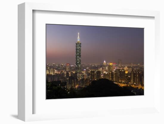 City Skyline at Dusk, Taipei, Taiwan-Paul Souders-Framed Photographic Print