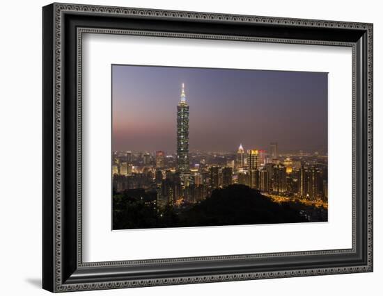 City Skyline at Dusk, Taipei, Taiwan-Paul Souders-Framed Photographic Print