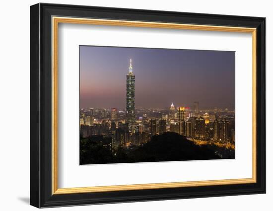 City Skyline at Dusk, Taipei, Taiwan-Paul Souders-Framed Photographic Print
