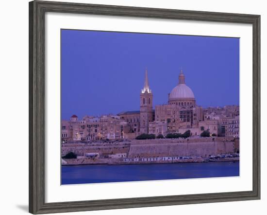 City Skyline at Dusk, Valetta, Malta-Steve Vidler-Framed Photographic Print